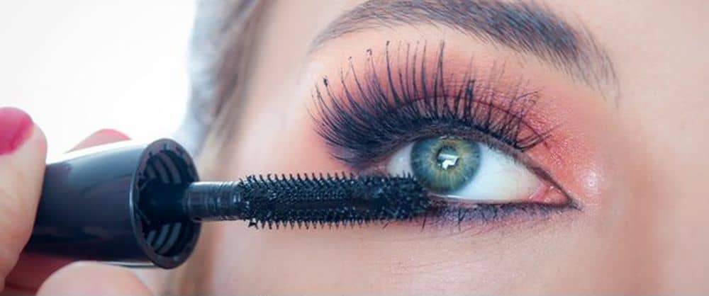 black mascara on lashes of model eye
