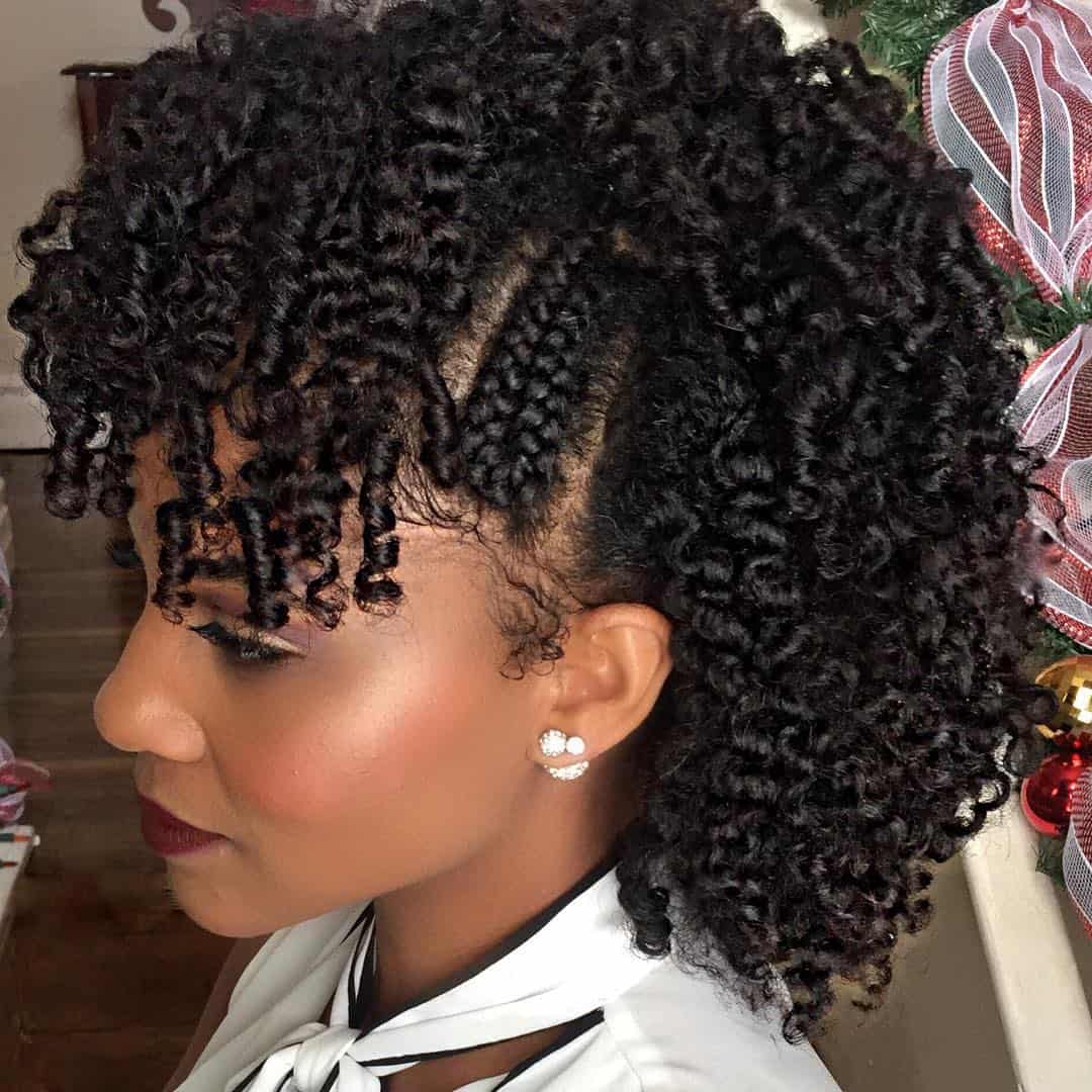 Black Curls with Accent Braids